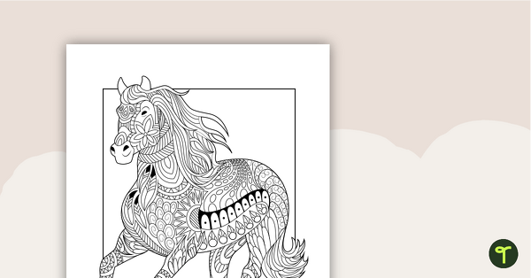 Image of Horse Mindful Colouring In Sheet