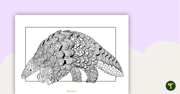 Image of Pangolin Mindful Colouring In Sheet