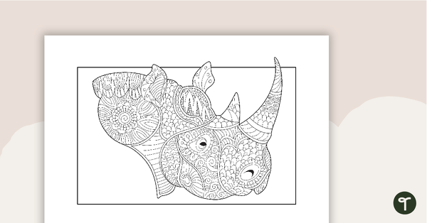 Rhino Mindful Colouring In Sheet teaching resource