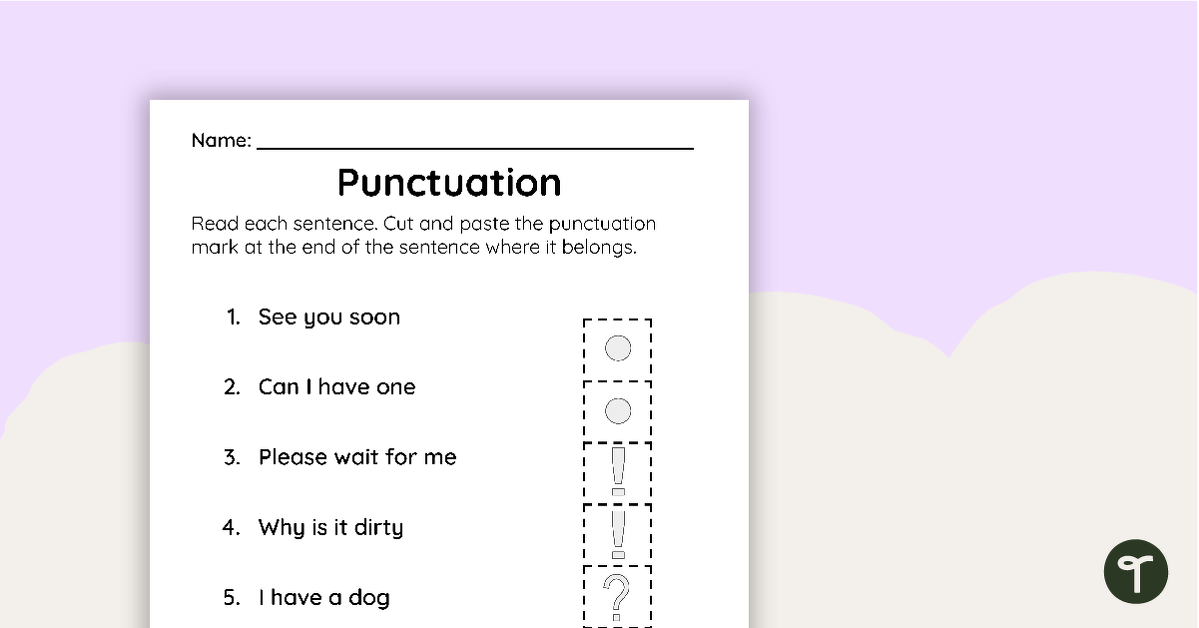 Ending Punctuation - Cut and Paste Worksheet teaching-resource