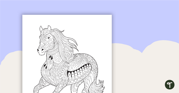 Go to Horse Mindful Coloring Sheet teaching resource