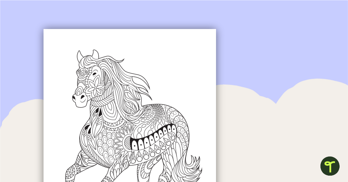 Horse Mindful Colouring In Sheet teaching resource