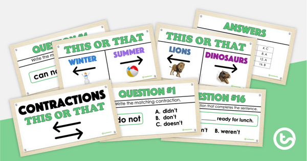 Preview image for This or That! PowerPoint Game – Contractions - teaching resource