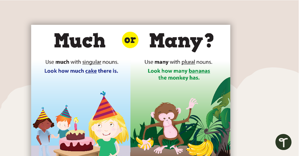 Preview image for Much or Many Poster - teaching resource