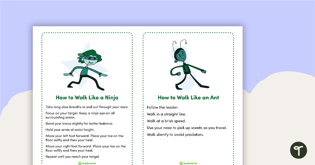 How to Walk Like a... Instruction Cards teaching resource