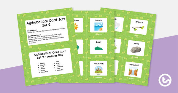 Alphabetical Order Card Sort - Set 2 teaching resource