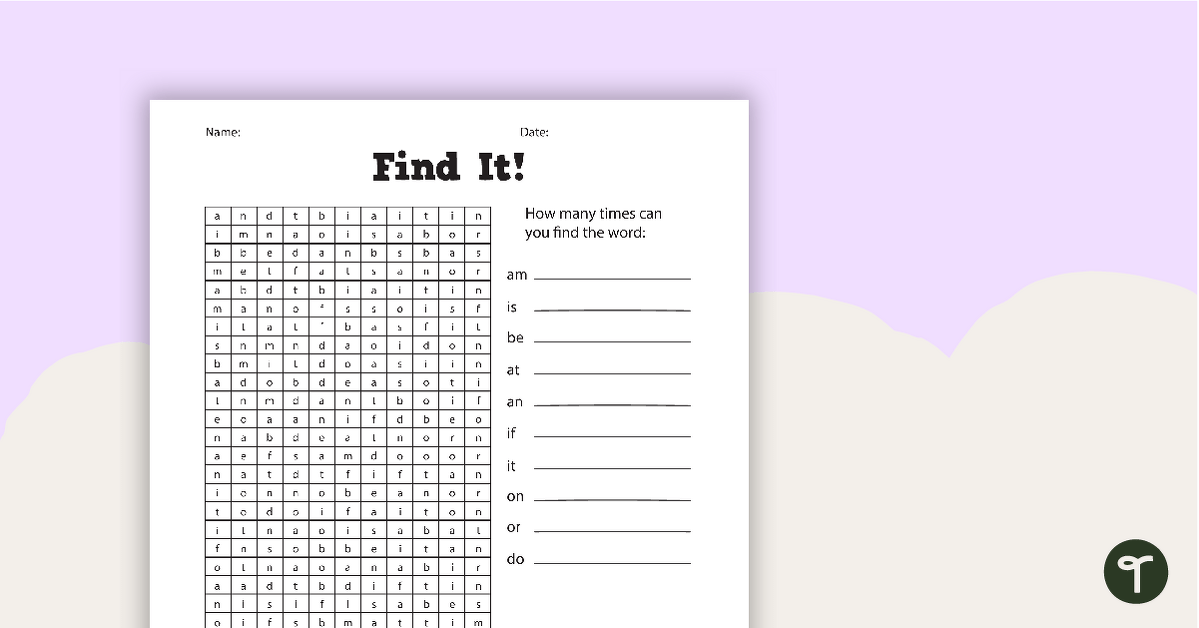 Find It! - Sight Word Worksheets teaching resource