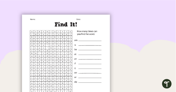 Go to Find It! - Sight Word Worksheets teaching resource