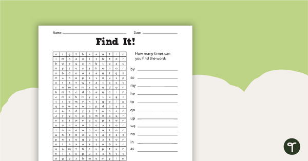 Find It! - Sight Word Worksheets teaching resource