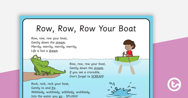 Go to Row Row Row Your Boat Nursery Rhyme - Rhyme Page and Sorting Activity teaching resource