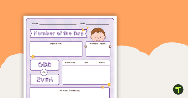 Preview image for Number of the Day - Worksheet - teaching resource