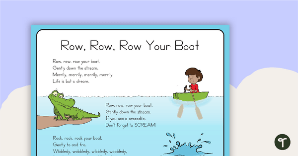 Row, Row, Row Your Boat Nursery Rhyme - Rhyme Page and Sorting Activity teaching resource