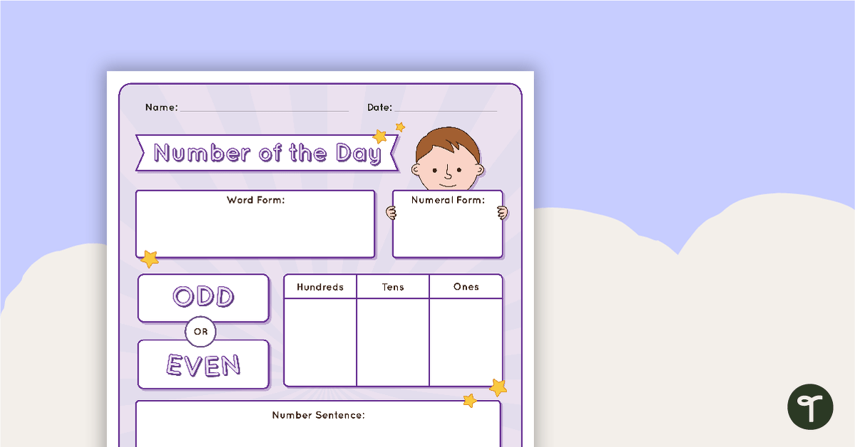 Number of the Day - Worksheet teaching resource