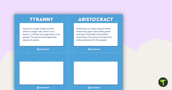 Forms of Government – Flashcards and Sorting Activity teaching resource