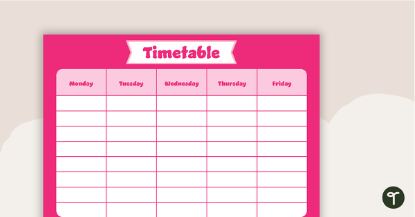 Go to Plain Pink - Weekly Timetable teaching resource