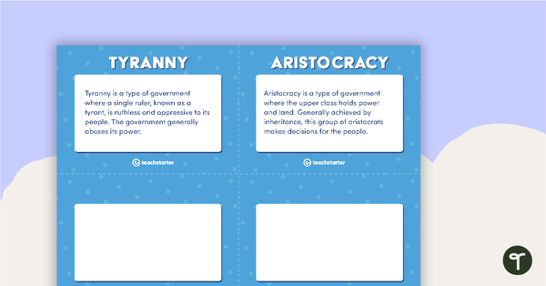Forms of Government – Flashcards and Sorting Activity teaching resource