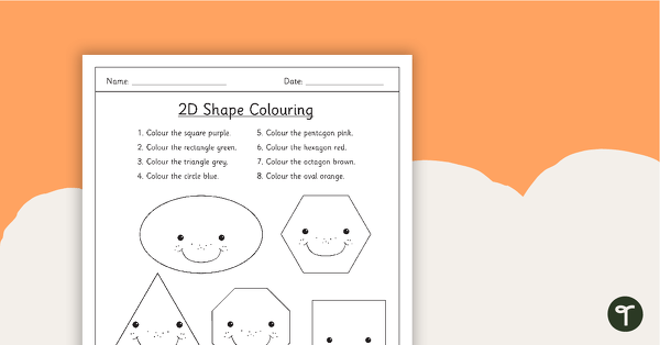 Go to 2D Shapes Colouring Worksheet (8 Shapes) teaching resource