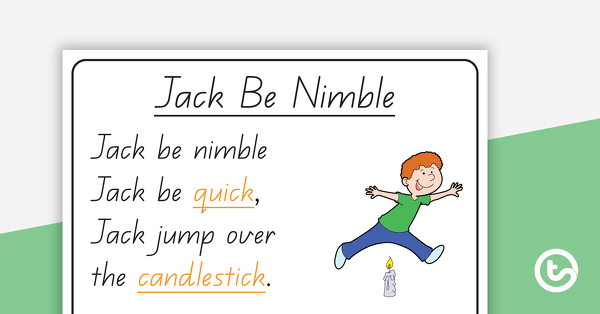 Jack Be Nimble Nursery Rhyme - Rhyme Page and Sorting Activity teaching resource