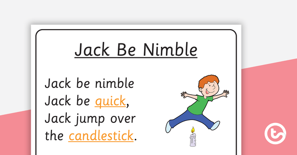 Go to Jack Be Nimble Nursery Rhyme - Rhyme Page and Sorting Activity teaching resource
