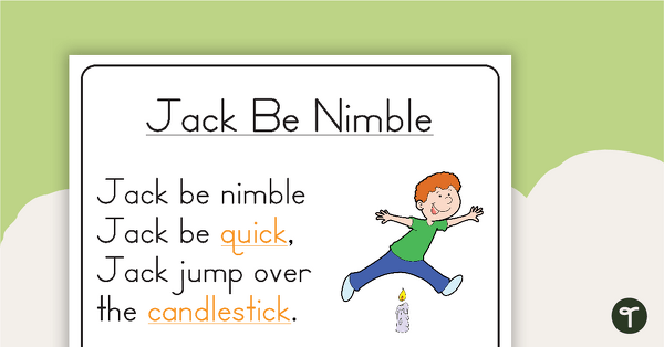 Go to Jack Be Nimble Nursery Rhyme - Poster and Cut-Out Pages teaching resource