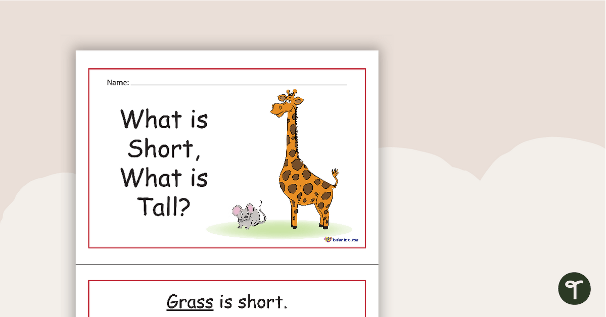 Tall and Short Comparison Worksheets for Preschool and Kindergarten 2 to 6  years Kids