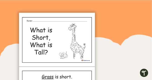 What is Short, What is Tall? - Concept Book teaching resource