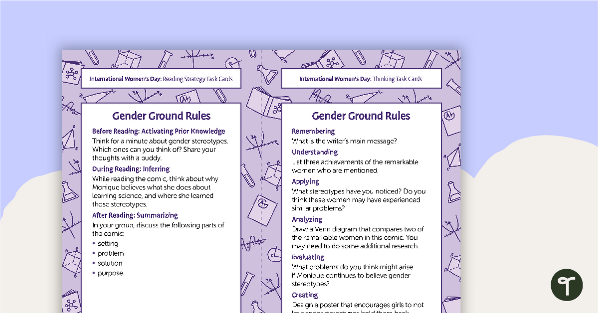 International Women's Day Gender Ground Rules – Task Cards teaching resource