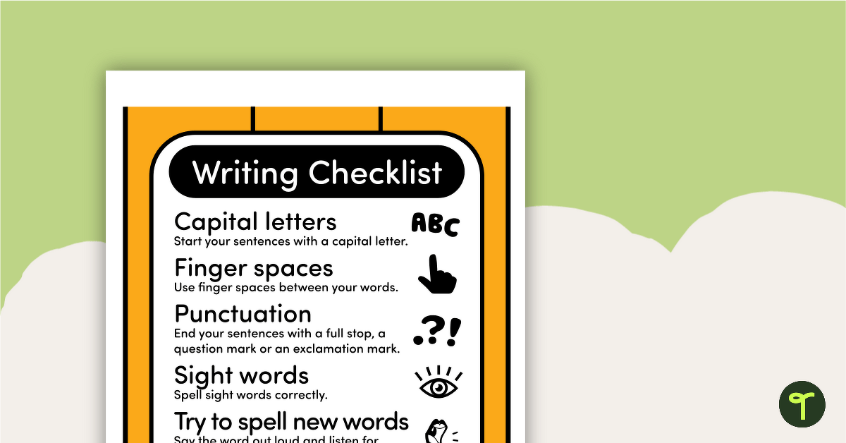 General Writing Checklist Poster for the Classroom teaching resource