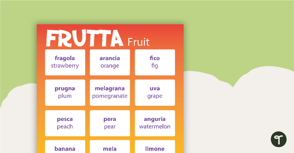 Fruit/Frutta - Italian Language Poster teaching resource