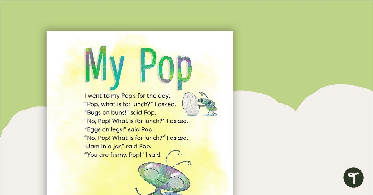 My Pop! - Read and Respond Worksheet teaching resource
