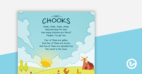 Preview image for Chook, Chook, Chook, Chook - Number Rhyme and Worksheet - teaching resource