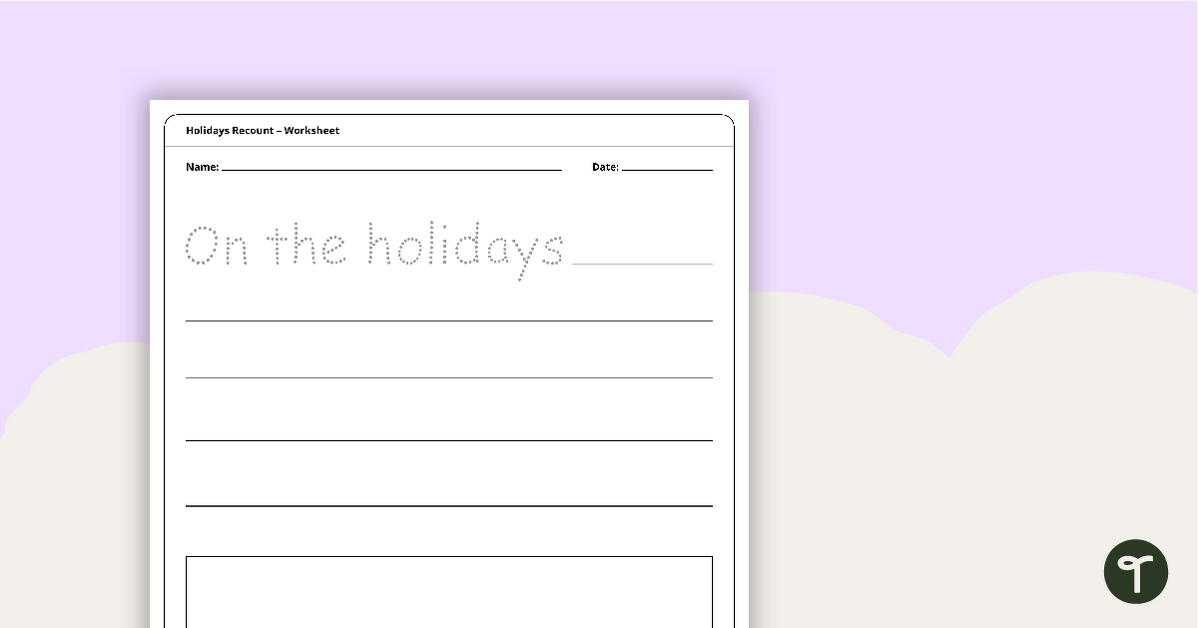 Holiday Recount Worksheet teaching resource