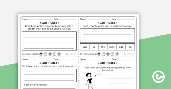 Reception Literacy Exit Tickets – Worksheets teaching resource