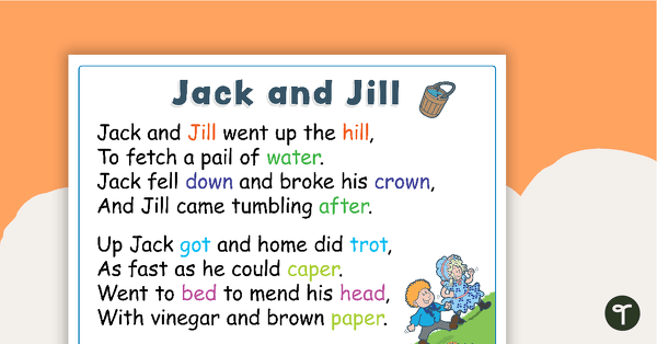 Go to Jack and Jill Nursery Rhyme - Poster and Cut-Out Pages teaching resource