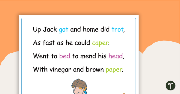 Jack and Jill Nursery Rhyme - Poster and Cut-Out Pages teaching resource
