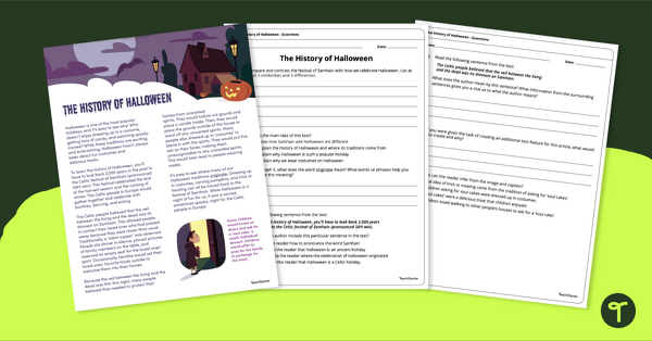 Go to History of Halloween – Comprehension Task teaching resource