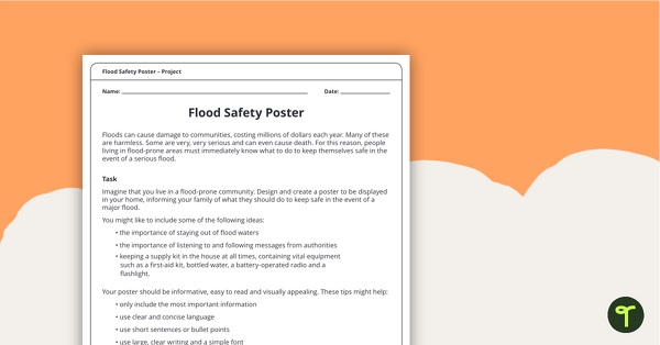 去to Flood Safety Poster - Design and Create Task teaching resource