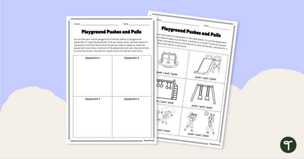 Preview image for Push and Pull - Playground Forces Worksheet - teaching resource