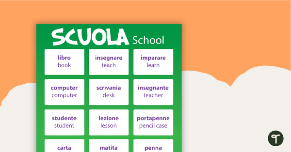 School/Scuola - Italian Language Poster teaching resource