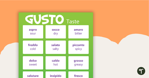 Taste/Gusto - Italian Language Poster teaching resource