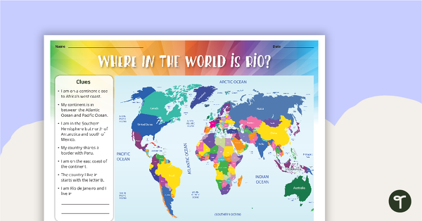 Preview image for Where is Rio? - Worksheet - teaching resource
