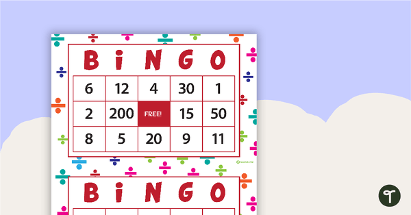 Division Facts to 12 - Bingo teaching resource
