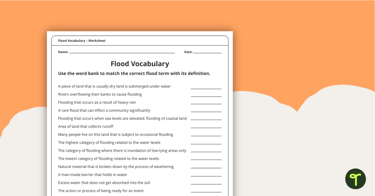 Flood Vocabulary Task teaching resource