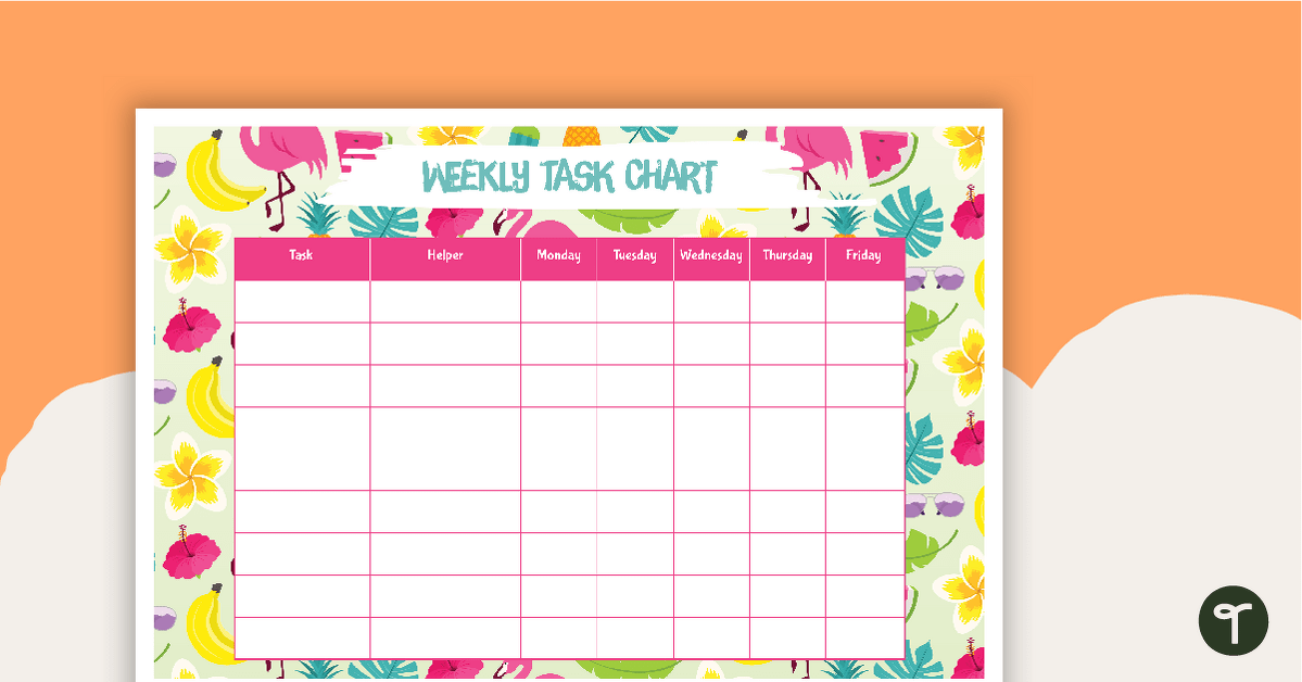 Tropical Paradise - Weekly Task Chart teaching resource