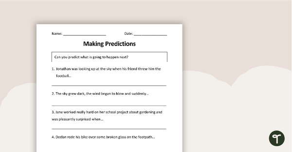 Making Predictions from Sentences - Worksheet teaching resource