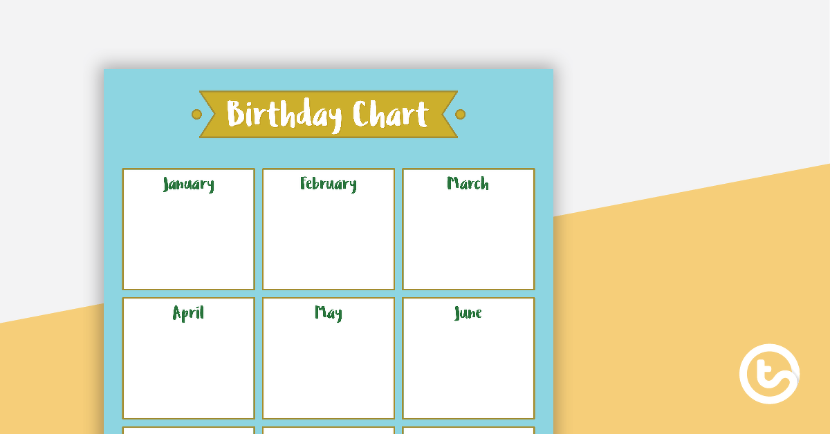 Lush Leaves Blue - Happy Birthday Chart teaching resource