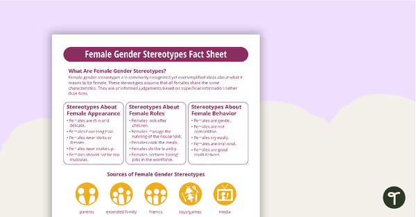 Go to Female Gender Stereotypes Fact Sheet teaching resource