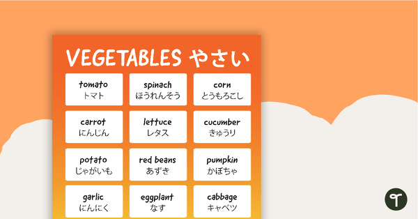 Hiragana Types of Vegetables Poster teaching resource