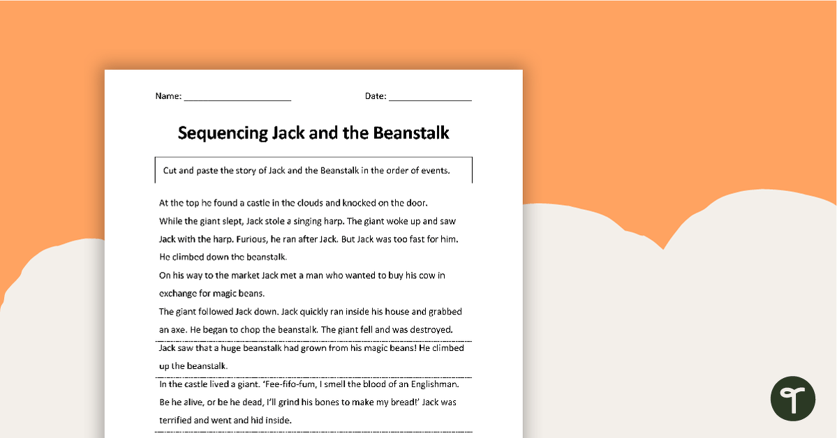 Understanding Sequence - Jack and the Beanstalk teaching resource