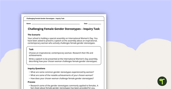 Image of Challenging Female Gender Stereotypes Inquiry Task